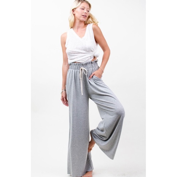 Wide Leg French Terry Lounge Pants - Picture 2 of 4
